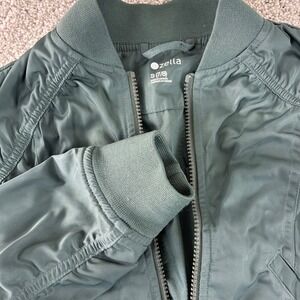 Zella Kids‎ Girls Bomber Jacket Olive Green Full Zip Lightweight Size S (7/8)